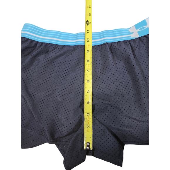 Under Armour Heat Gear Fitted Black Blue Athletic Gym Shorts M Elastic Waist - Picture 4 of 8